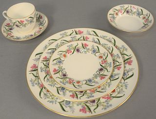 Sixty-seven piece Royal Worcester "Fleurette" dinner set, complete setting for eight.