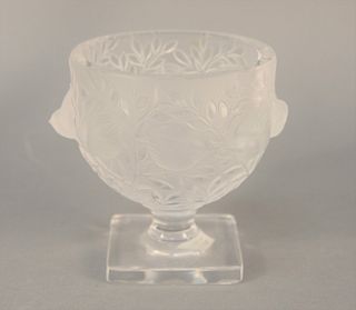 Lalique "Elisabeth" frosted crystal bird vase, signed 'Lalique, France' on bottom, ht. 5 1/4". Provenance: The Estate of Ed Brenner, Short Hills N.J.