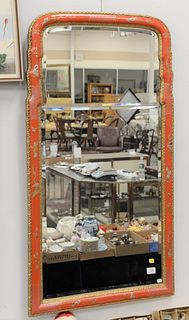 Georgian-style giltwood and red painted mirror with floral chinoiserie decoration, ht. 48", wd. 26". Estate of Marilyn Ware Strasburg, PA.