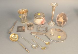 Tray lot with silver and sterling items.