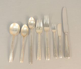 One hundred and forty-eight piece lot Gorham sterling flatware, 'Camellia' set to include twelve salad forks, twelve dinner forks, twelve dinner knive