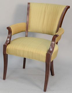Baker upholstered mahogany armchair. Estate of Marilyn Ware Strasburg, PA.