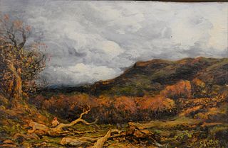 Charles Potter (1878) "Timber Clearing North Wales", oil on paper, signed lower right 'C. Potter', 8 1/4" x 12 1/2".