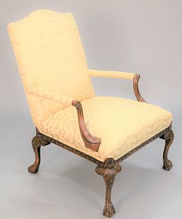 Contemporary Georgian-style upholstered armchair, ht. 41", wd. 28". Estate of Marilyn Ware Strasburg, PA.