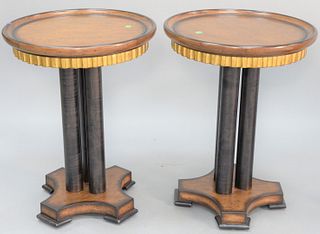 Pair of Samuelson Furniture Co. round side tables, ht. 24 1/2", dia. 19".