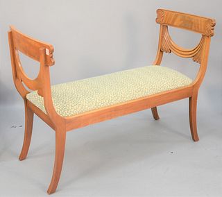 Upholstered bench/window seat, ht. 34 1/2", wd. 47".