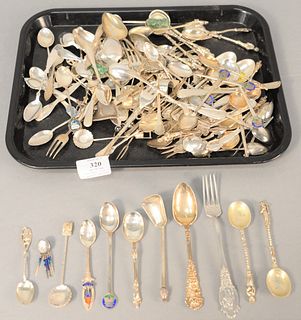 Sterling silver lot of various spoons and forks including ten Apostle style spoons, 48.4 t.oz.