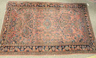Sarouk Oriental scatter rug, 3' 4" x 5' 3", worn.