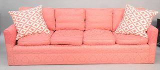 Four cushion upholstered sofa, lg. 92". Estate of Tom & Alice Kugelman.