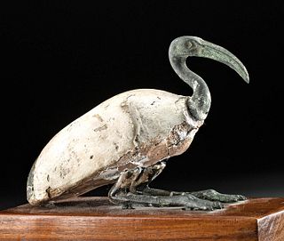 Egyptian 25th Dynasty Bronze / Gesso'd Wood Sacred Ibis