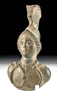Roman Bronze Applique of Helmeted Athena
