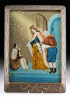 19th C. Mexican Retablo - Guadalupe and Peasants