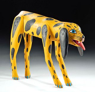 1970a Mexican Painted Wood Dog - Jimenez Family