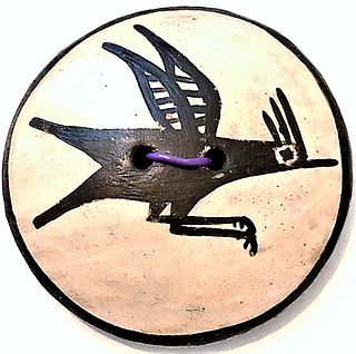 ONE 20TH CENTURY ZIA POTTERY ROAD RUNNER BUTTON