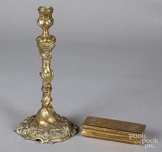 Dutch engraved brass snuff box, 18th c.