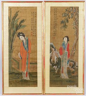Pair of Japanese painted scrolls, etc.