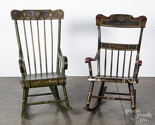 Two painted Boston rocking chairs, 19th c.