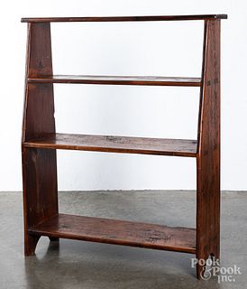 Mortised pine bucket bench, 19th c.