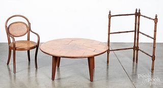 Folding table and a bentwood child's chair