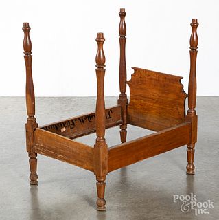 Mixed woods doll bed, 19th c.