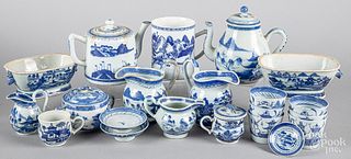 Chinese export blue and white Canton porcelain.