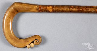 Tall shepherds crook, with polished horn handle