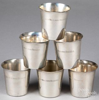 Six International sterling silver julep cups