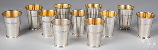 Eleven J.E. Caldwell sterling silver julep cups