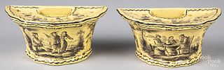 Pair of French Sceaux faience flower pots