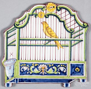 Delft birdcage wall plaque, 20th c.