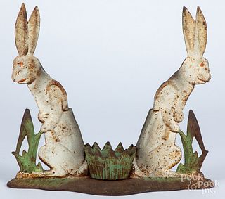 Unusual cast iron rabbit doorstop/planter