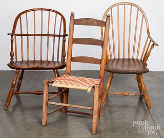 Windsor chair, together with two other chairs