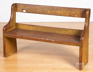 Small painted pine bench, 19th c.