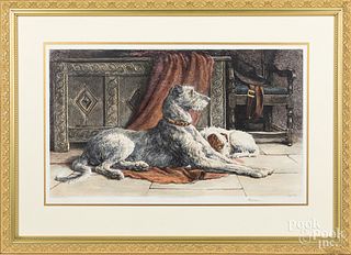 Herbert Dicksee engraving of two hounds