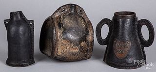 Three early Continental leather drinking vessels