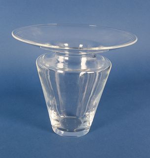 Signed Steuben Clear Crystal Flared Lip Vase
