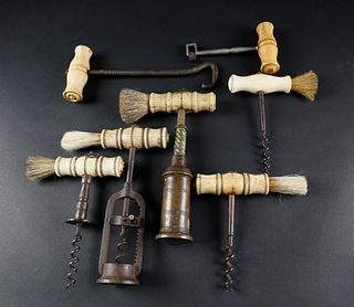 Collection of 7 Turned Bone Handled Utensils, mid 19th Century