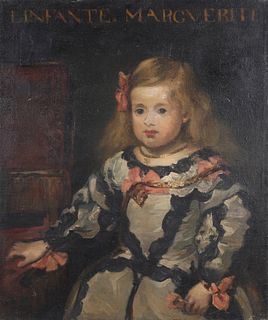 Portrait Oil on Canvas "Linfante Margverite", early 19th Century