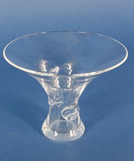 Signed Steuben Clear Crystal Trumpet Vase