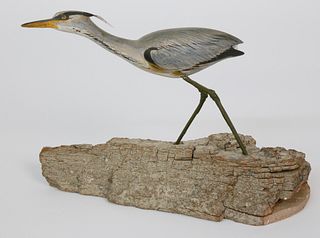 Pat Gardner Nantucket Miniature Wood Carving of a Heron