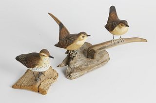 3 Vintage Miniature Carved and Painted Shorebird Decoys