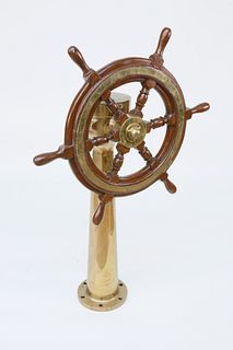 John Hustle & Co. Engineers Yacht Wheel and Pedestal