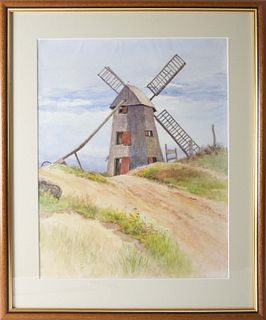 Jane Brewster Reid Nantucket Watercolor on Paper, "The Old Mill"