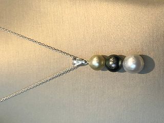 11.5mm - 10mm South Sea White, Gold and Grey Tahitian Pearl Necklace