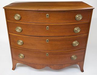 American Cherry Bow Front Chest of Drawers, circa 1800