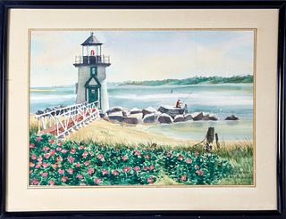 Richard K. Kaiser Watercolor on Paper "Brant Point Light", Nantucket