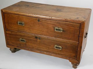 Camphorwood Campaign Chest of Drawers End Table, 19th Century
