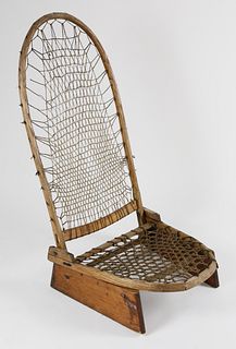 Adirondack New York Folding Snowshoe Canoe Seat, 19th Century