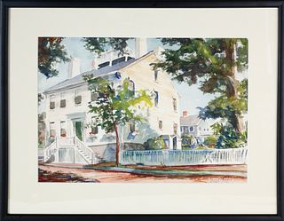Paul Morris Nantucket Watercolor on Paper "Upper Main Street"