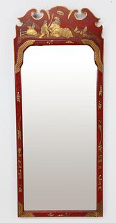 Colonial Williamsburg Red Chinese Chinoiserie Narrow Mirror